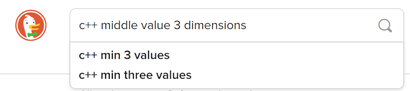 Typing into the search engine "c++ middle value 3 dimensions"